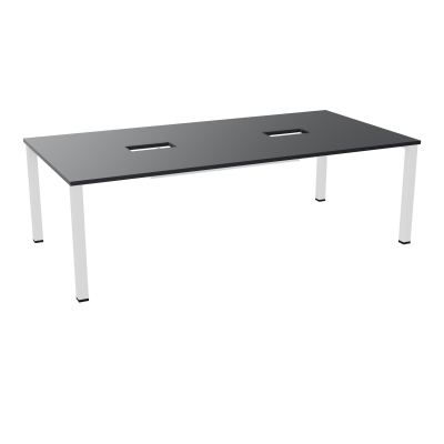 TABLE RECTANGULAIRE P120X240DÉCOUPÉE POUR 2XTRAPPES CENTRALES DOUBLE ACCÈS 4 PIEDS CARRÉ
