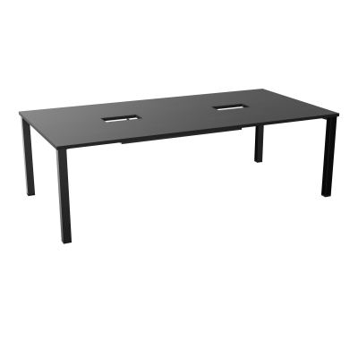 TABLE RECTANGULAIRE P120X240DÉCOUPÉE POUR 2XTRAPPES CENTRALES DOUBLE ACCÈS 4 PIEDS CARRÉ