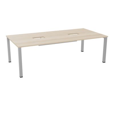 TABLE RECTANGULAIRE P120X240DÉCOUPÉE POUR 2XTRAPPES CENTRALES DOUBLE ACCÈS 4 PIEDS CARRÉ