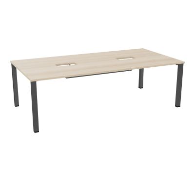 TABLE RECTANGULAIRE P120X240DÉCOUPÉE POUR 2XTRAPPES CENTRALES DOUBLE ACCÈS 4 PIEDS CARRÉ