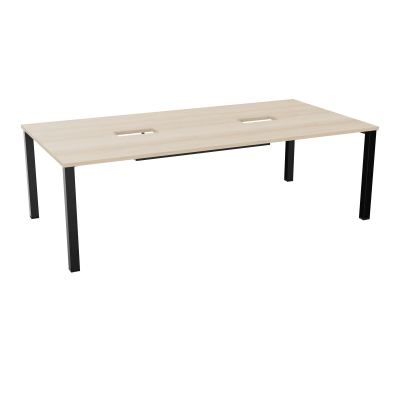 TABLE RECTANGULAIRE P120X240DÉCOUPÉE POUR 2XTRAPPES CENTRALES DOUBLE ACCÈS 4 PIEDS CARRÉ
