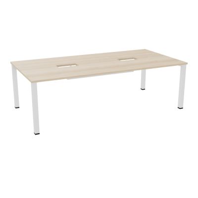 TABLE RECTANGULAIRE P120X240DÉCOUPÉE POUR 2XTRAPPES CENTRALES DOUBLE ACCÈS 4 PIEDS CARRÉ