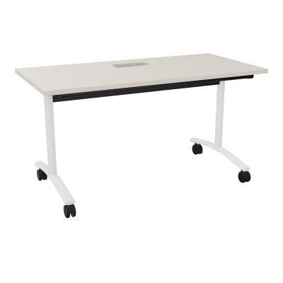 TABLE ABATTANTE L140XP68XH73,5CM DECOUPE POUR TRAPPE + GOULOTTE L300 MM