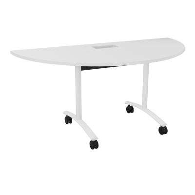TABLE ABATTANTE 1/2 LUNE 165X82,5CM DECOUPE POUR TRAPPE + GOULOTTE L300 MM