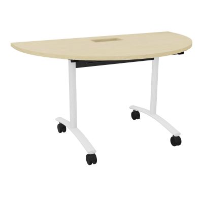 TABLE ABATTANTE 1/2 LUNE 136X78CM DECOUPE POUR TRAPPE + GOULOTTE L300 MM