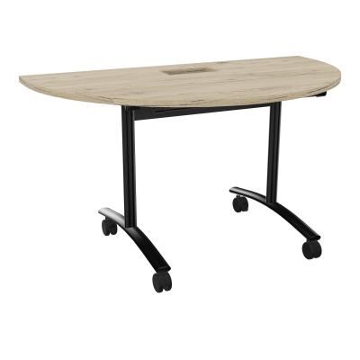 TABLE ABATTANTE 1/2 LUNE 136X78CM DECOUPE POUR TRAPPE + GOULOTTE L300 MM