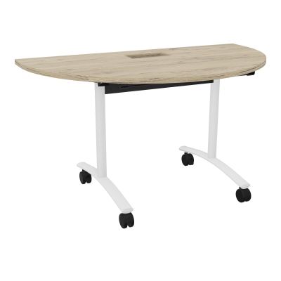 TABLE ABATTANTE 1/2 LUNE 136X78CM DECOUPE POUR TRAPPE + GOULOTTE L300 MM