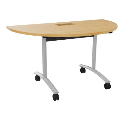 TABLE ABATTANTE 1/2 LUNE 136X78CM DECOUPE POUR TRAPPE + GOULOTTE L300 MM