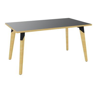 TABLE EVASION L140XP80XH73,5CM - STRATIFIE VW EP25 MM - PIETEMENT HETRE/METAL ZP