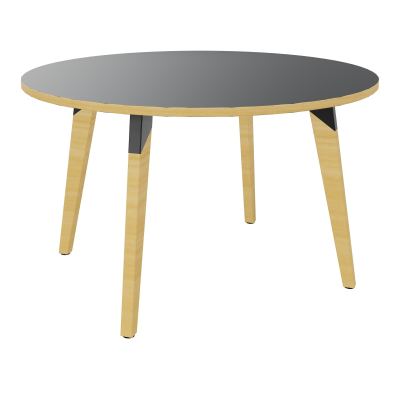 TABLE EVASION D. 120XH73,5 CM- STRATIFIE  EP25 MM - PIETEMENT HETRE/METAL