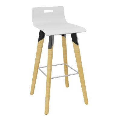 EVASION TABOURET PIEDS BOIS/METAL STRUCT.BLANC+REPOSE PIEDS ZINGUE