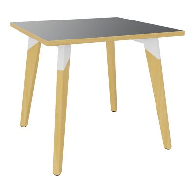 TABLE EVASION L80XP80XH73,5 CM - STRATIFIE VW EP25 MM - PIETEMENT HETRE/METAL ZO