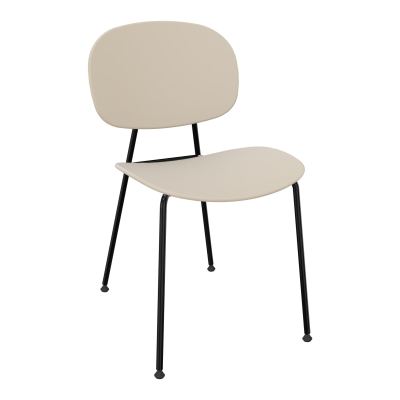 SOFIA LOT 2 CHAISES POLYPRO TAUPE 4 PIEDS METAL NOIR