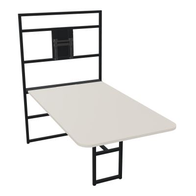 TABLE ALMA H74/H165CM RÉHAUSSE SUPPORT TV ÉP25MM L98XP180+GOULOTTE+CAPOT PIVOTANT+GAINE Z