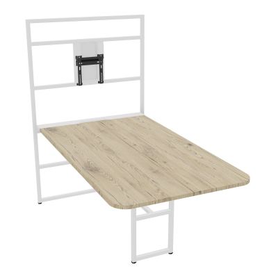 TABLE ALMA H74/H165CM RÉHAUSSE SUPPORT TV ÉP25MM L98XP180+GOULOTTE+CAPOT PIVOTANT+GAINE Z