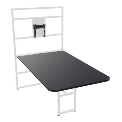 TABLE ALMA H74/H165CM RÉHAUSSE SUPPORT TV ÉP25MM L98XP180+GOULOTTE+CAPOT PIVOTANT+GAINE Z
