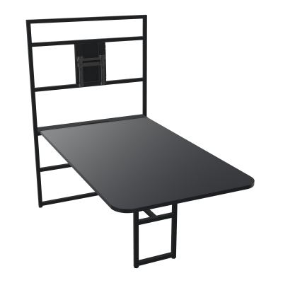 TABLE ALMA H74/H165CM RÉHAUSSE SUPPORT TV ÉP25MM L98XP180+GOULOTTE+CAPOT PIVOTANT+GAINE Z