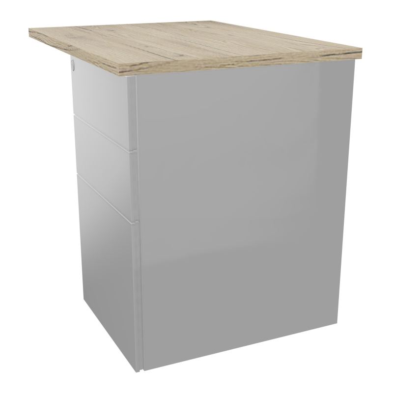 CONECT RETOUR RECT L80XP60CM-PLAT EP25MM R3-SUR CAISSON HB 3 TIROIRS SA