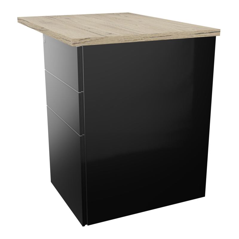 RETOUR RECT CONECT L80XP60CM-PLAT EP25MM -SUR CAISSON HB 3 TIROIRS  R3 SG