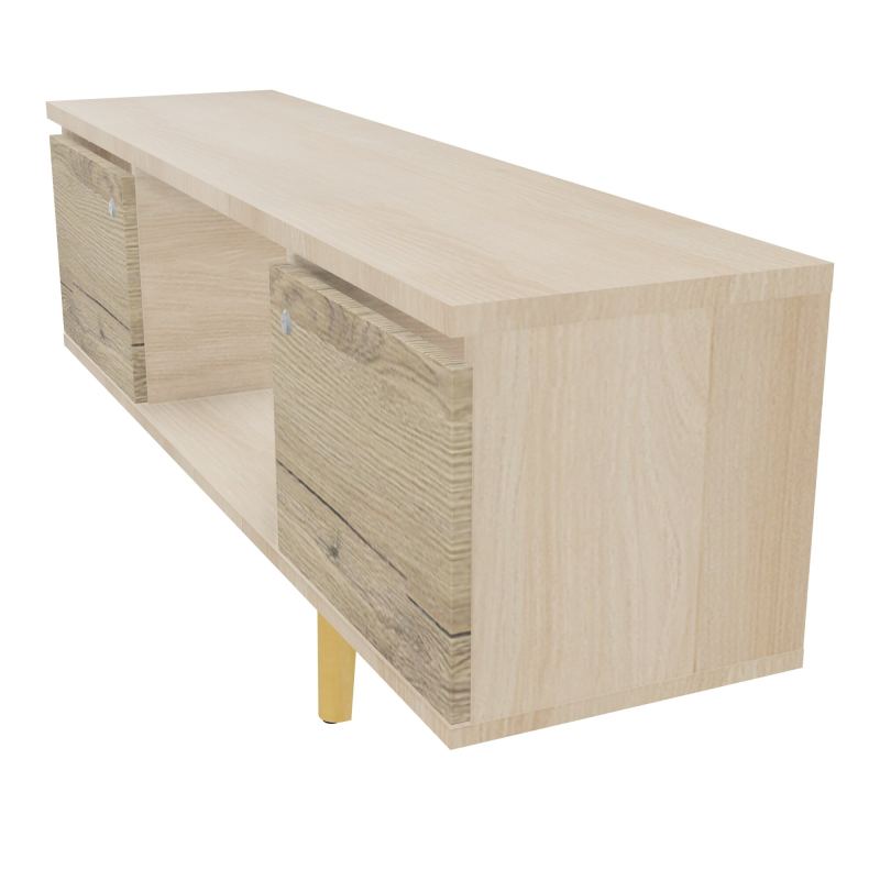 JAMES MEUBLE 2 PTE&NICHE L142P36 H73,5 P.BOIS INC.PLATI.MET.BENCH ROBIN P1420 RZ R3 ZC MS