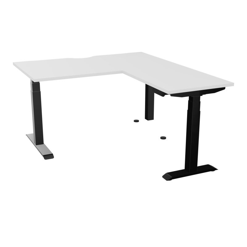 AXEL 2 BUREAU RECT 140x80 ECHANCRURE + RT 60X80 - MOTORISE - 4 UTILLISATEURS x 2 MEM + US