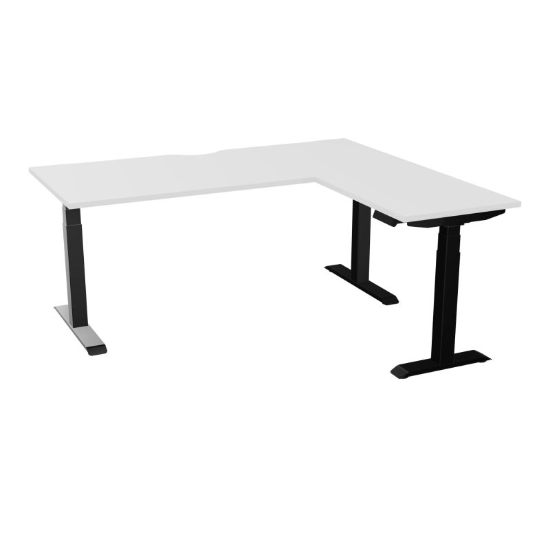 AXEL 2 BUREAU RECT 180x80 ECHANCRURE + RT 60X80 - MOTORISE - 4 UTILLISATEURS x 2 MEM + US