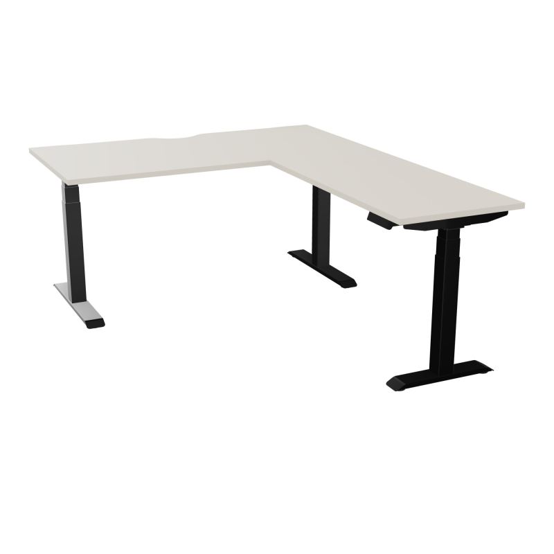 AXEL 2 BUREAU RECT 160x80 ECHANCRURE + RT 60X120 - MOTORISE - 4 UTILLISATEURS x 2 MEM + U