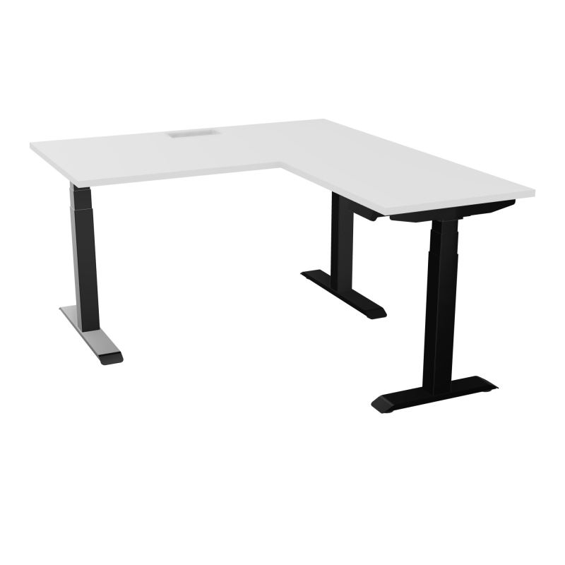 AXEL 2 BUREAU RECT 140x80 DECOUPE TRAPPE + GOUL + RT 60X80 - MOTORISE - 4 UTILLISATEURS x