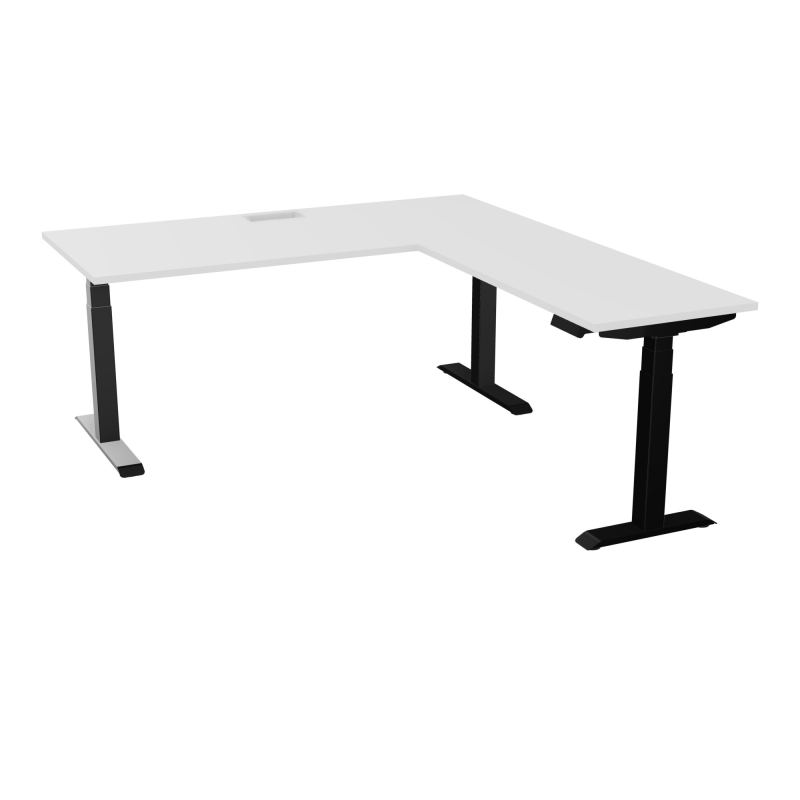 AXEL 2 BUREAU RECT 180x80 DECOUPE TRAPPE + GOUL + RT 60X120 - MOTORISE - 4 UTILLISATEURS