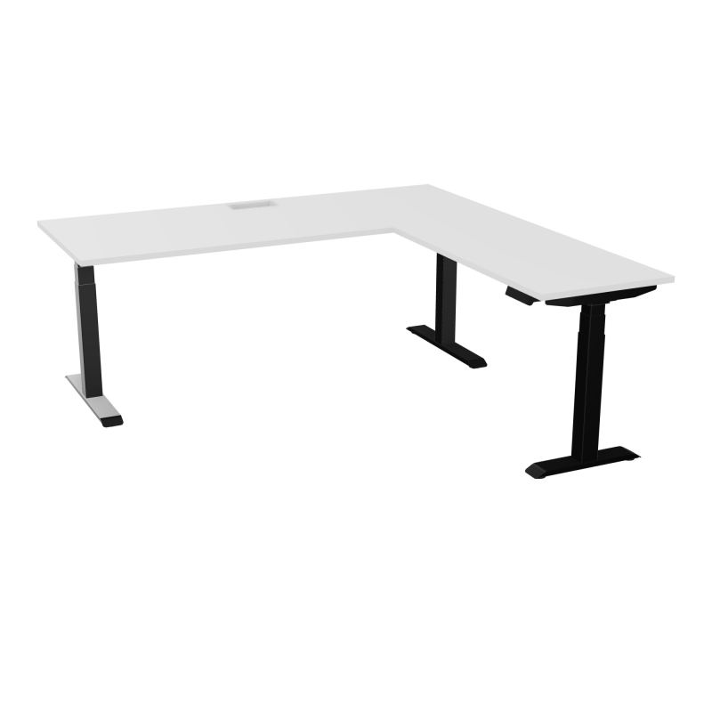 AXEL 2 BUREAU RECT 200x80 DECOUPE TRAPPE + GOUL + RT 60X120 - MOTORISE - 4 UTILLISATEURS