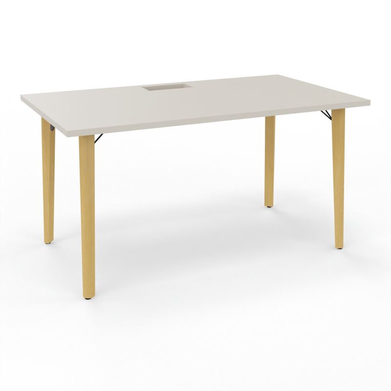 ROBIN T RECT L140 P80 DECOUPE TRAPPE SIMPLE ACCES PIEDS PLATINE HETRE/METAL + GOULOTTE N5