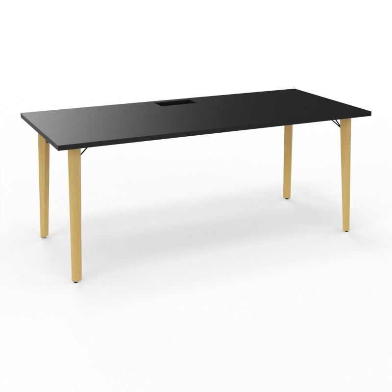 ROBIN T RECT L180 P80 DECOUPE TRAPPE SIMPLE ACCES PIEDS PLATINE HETRE/METAL + GOULOTTE R9