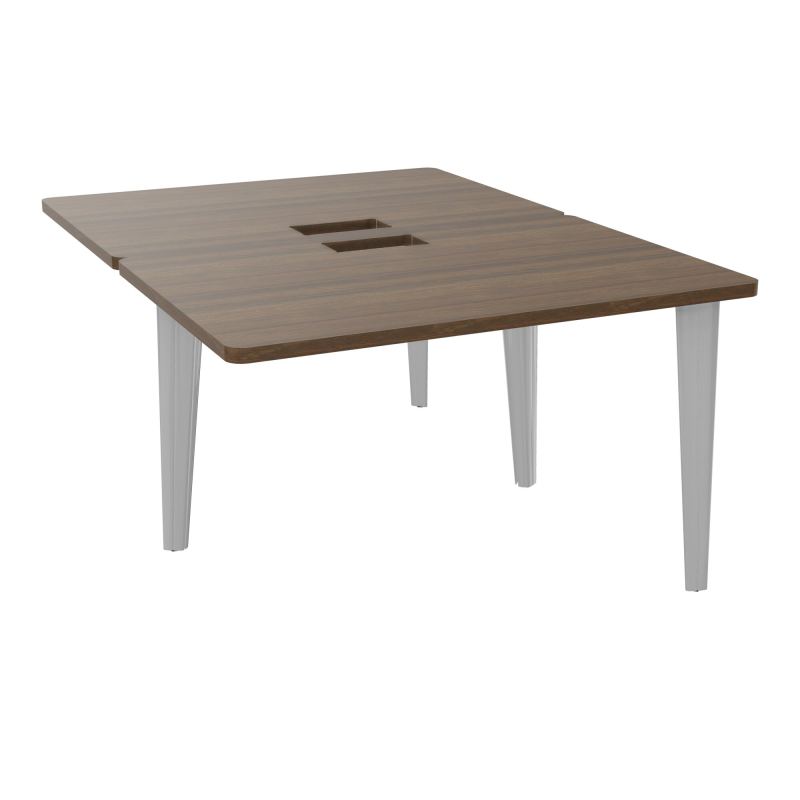 4L BUREAUX PIEDS PARTAGES POLE 2 SUIVANT L120XP160CM DECOUPE TRAPPE SIMPLE ACCES PIED FX