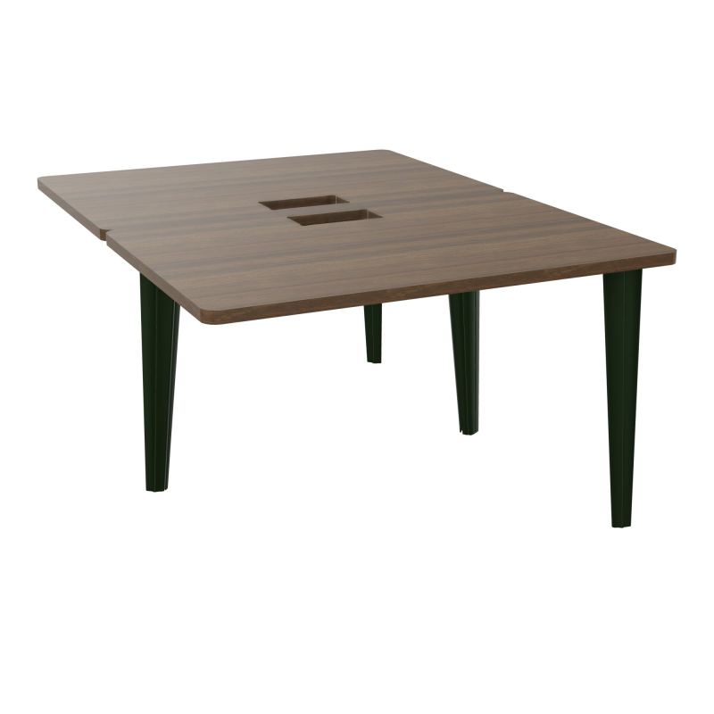 4L BUREAUX PIEDS PARTAGES POLE 2 SUIVANT L120XP160CM DECOUPE TRAPPE SIMPLE ACCES PIED FX