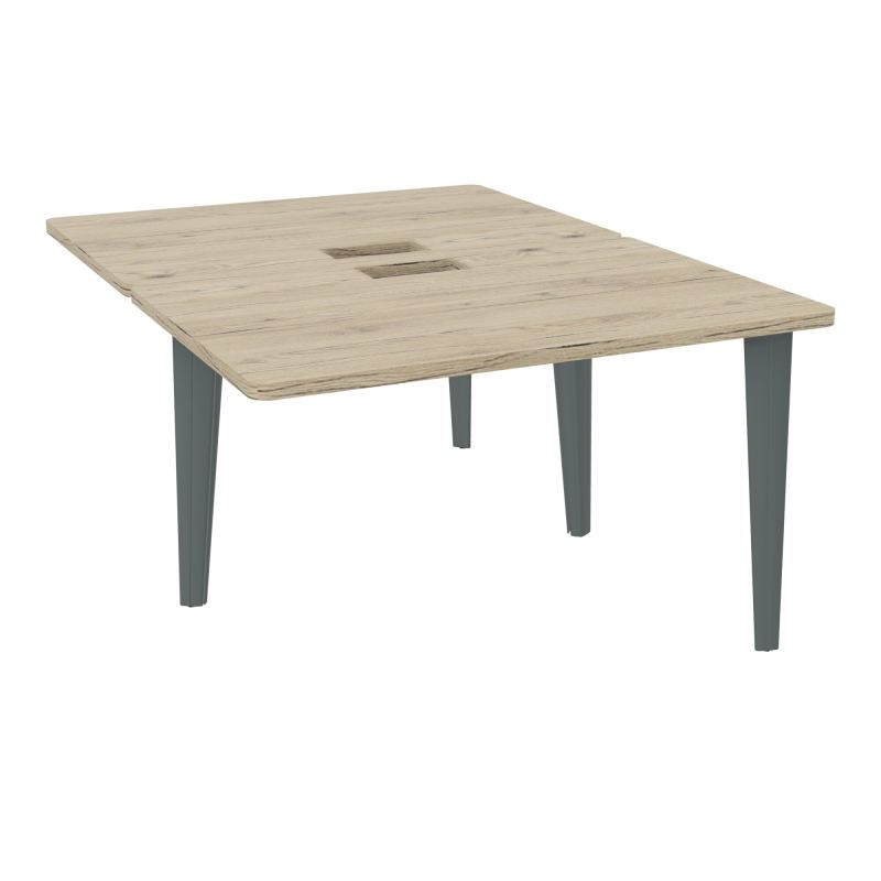 4L BUREAUX PIEDS PARTAGES POLE 2 SUIVANT L120XP160CM DECOUPE TRAPPE SIMPLE ACCES PIED FX