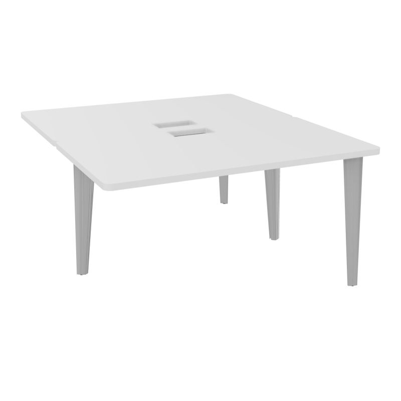 4L BUREAUX PIEDS PARTAGES POLE 2 SUIVANT L140XP160CM DECOUPE TRAPPE SIMPLE ACCES PIED FX