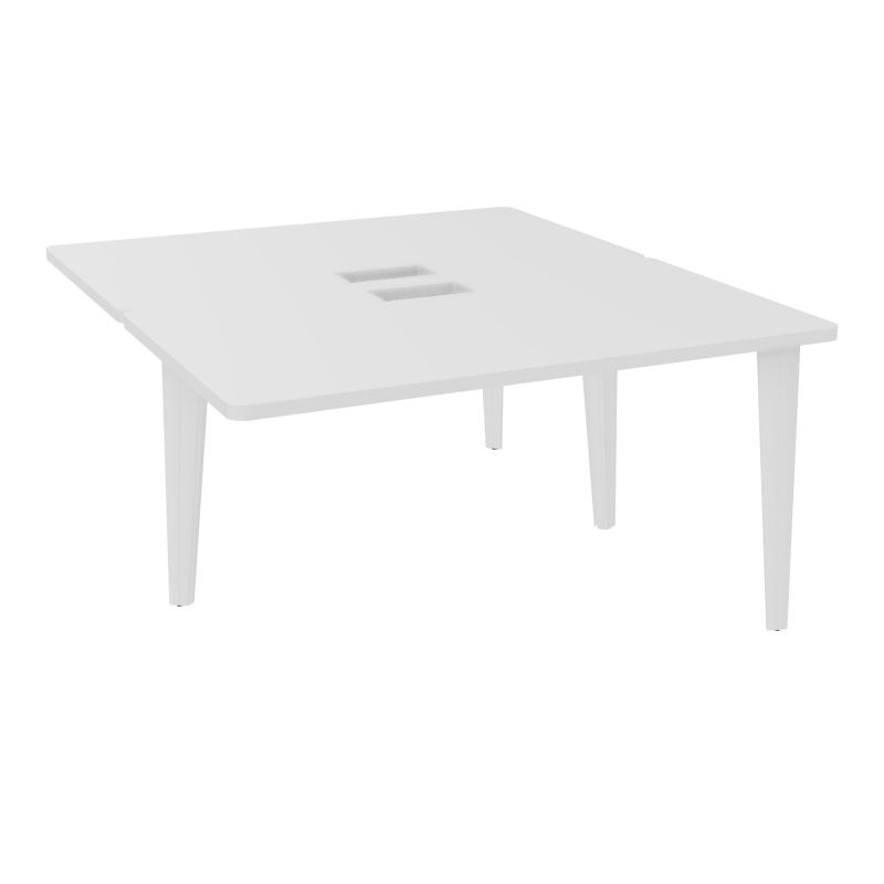 4L BUREAUX PIEDS PARTAGES POLE 2 SUIVANT L140XP160CM DECOUPE TRAPPE SIMPLE ACCES PIED FX