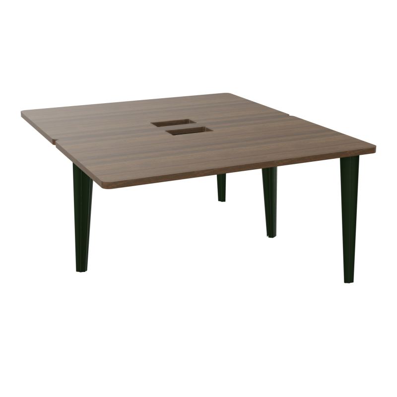 4L BUREAUX PIEDS PARTAGES POLE 2 SUIVANT L140XP160CM DECOUPE TRAPPE SIMPLE ACCES PIED FX