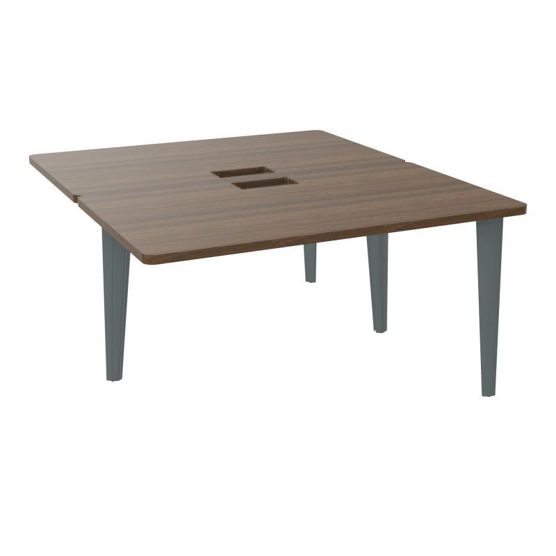 4L BUREAUX PIEDS PARTAGES POLE 2 SUIVANT L140XP160CM DECOUPE TRAPPE SIMPLE ACCES PIED FX