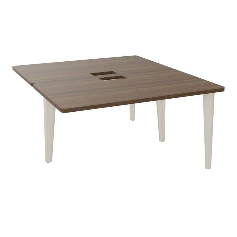 4L BUREAUX PIEDS PARTAGES POLE 2 SUIVANT L140XP160CM DECOUPE TRAPPE SIMPLE ACCES PIED FX