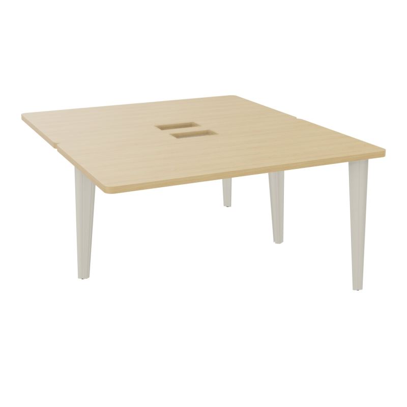 4L BUREAUX PIEDS PARTAGES POLE 2 SUIVANT L140XP160CM DECOUPE TRAPPE SIMPLE ACCES PIED FX