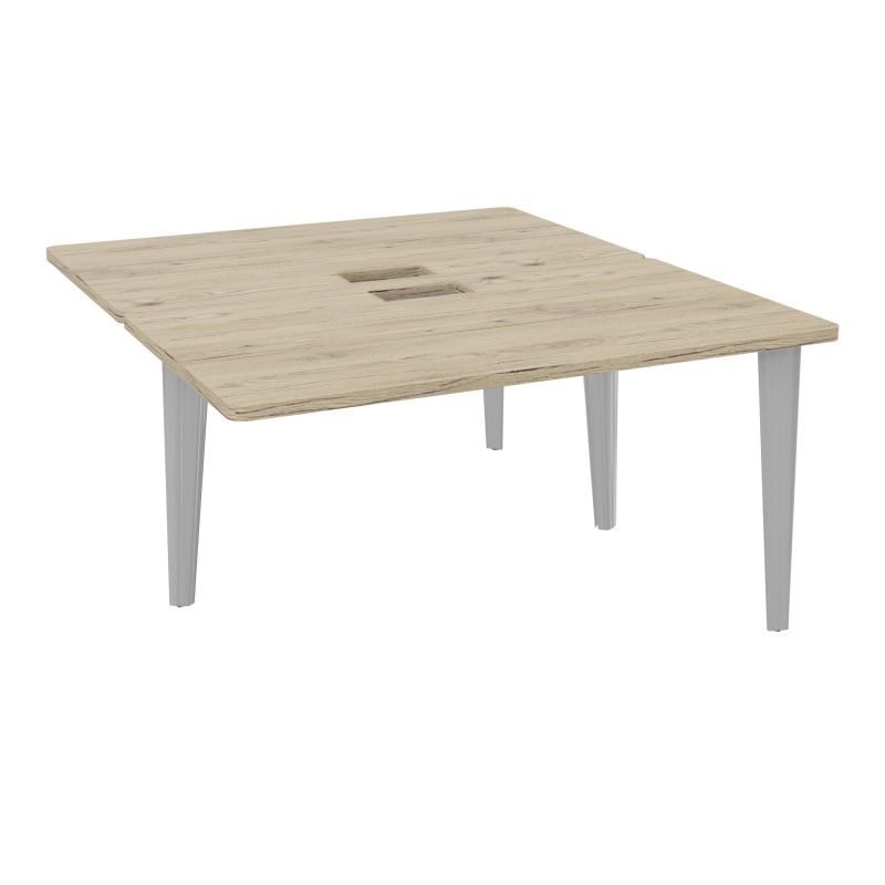 4L BUREAUX PIEDS PARTAGES POLE 2 SUIVANT L140XP160CM DECOUPE TRAPPE SIMPLE ACCES PIED FX