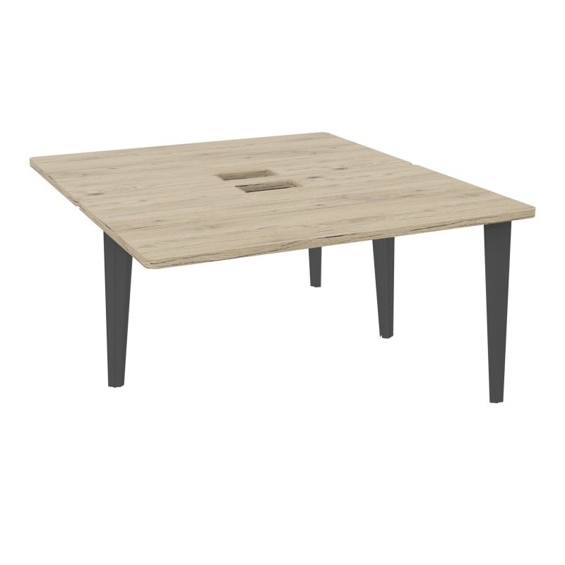 4L BUREAUX PIEDS PARTAGES POLE 2 SUIVANT L140XP160CM DECOUPE TRAPPE SIMPLE ACCES PIED FX