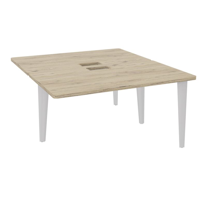 4L BUREAUX PIEDS PARTAGES POLE 2 SUIVANT L140XP160CM DECOUPE TRAPPE SIMPLE ACCES PIED FX