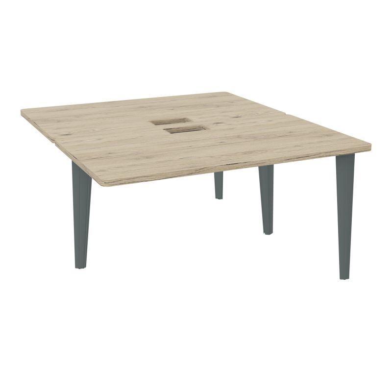 4L BUREAUX PIEDS PARTAGES POLE 2 SUIVANT L140XP160CM DECOUPE TRAPPE SIMPLE ACCES PIED FX