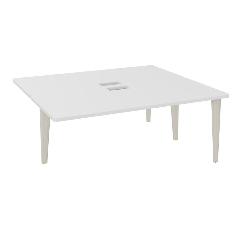 4L BUREAUX PIEDS PARTAGES POLE 2 SUIVANT L180XP160CM DECOUPE TRAPPE SIMPLE ACCES PIED FX