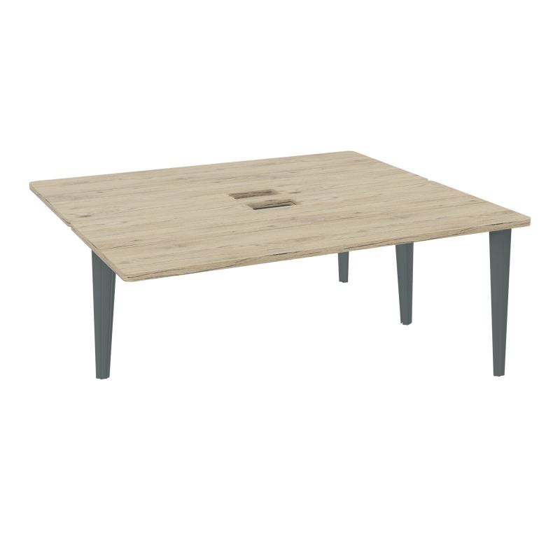 4L BUREAUX PIEDS PARTAGES POLE 2 SUIVANT L180XP160CM DECOUPE TRAPPE SIMPLE ACCES PIED FX