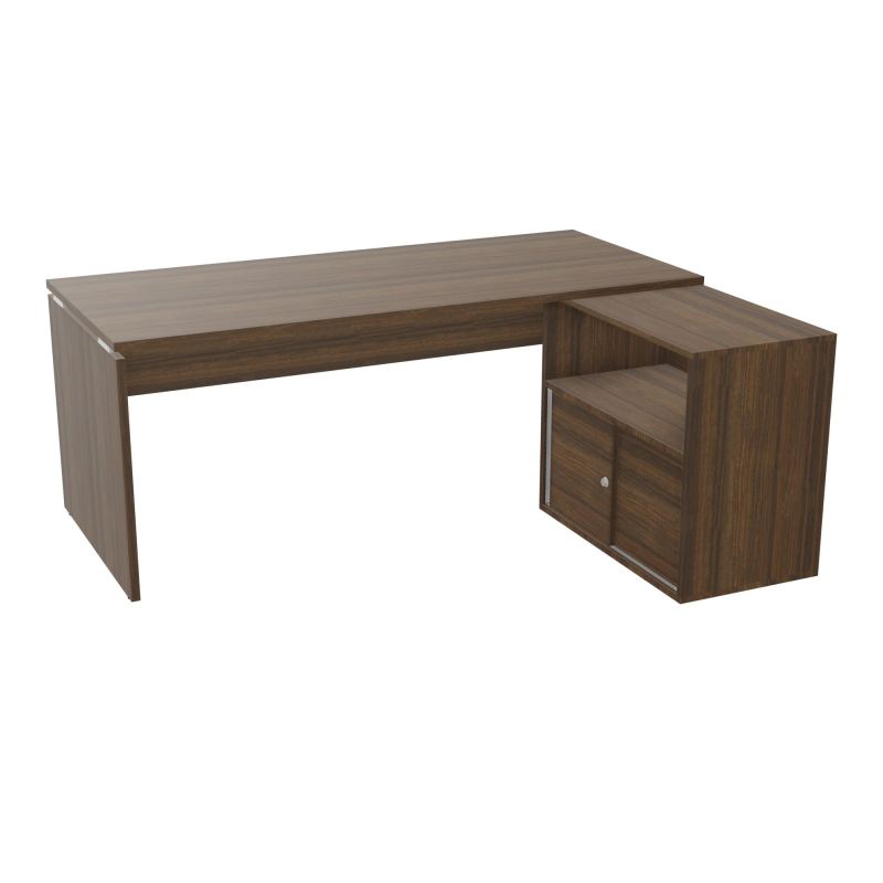 BUREAU AVEC MEUBLE RETOUR PORTEUR PL RECT P80X180 - RETOUR À DROITE  N6