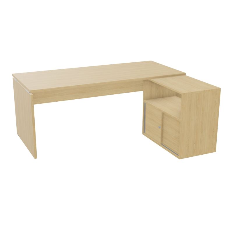 BUREAU AVEC MEUBLE RETOUR PORTEUR PL RECT P80X180 - RETOUR À DROITE  R1
