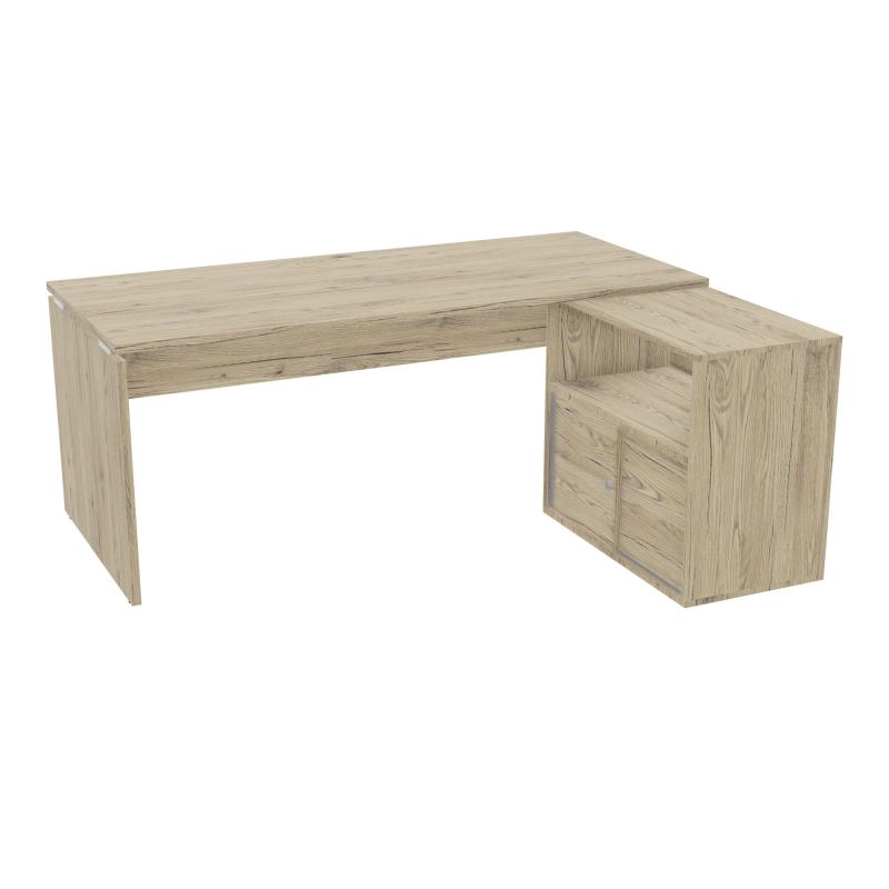 BUREAU AVEC MEUBLE RETOUR PORTEUR PL RECT P80X180 - RETOUR À DROITE  R3